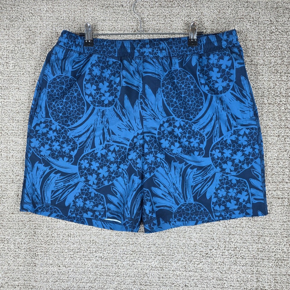 Chubbies Mens Swim Trunks XL Blue Pineapple Floral Mesh Lined Shorts Stretch